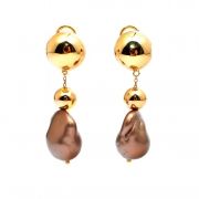 Brown and yellow gold earrings