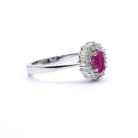 White gold ring with diamond 0.36 ct and ruby 0.61 ct