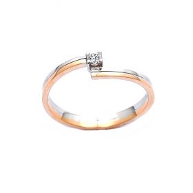 White and rose gold engagement ring with diamond 0.05 ct