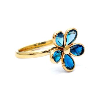 Gold ring with blue topaz 